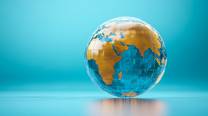Discovering Global Connectivity Through a Stylized Transparent Globe Highlighting Africa Against a Soft Blue Background