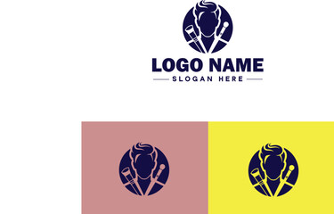 Makeup Artist icon Cosmetician Beauty therapist Makeup stylist flat logo sign symbol editable vector