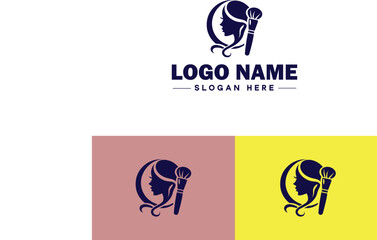 Makeup Artist icon Cosmetician Beauty therapist Makeup stylist flat logo sign symbol editable vector