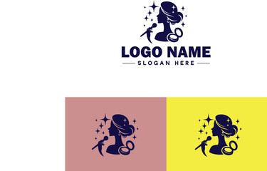 Makeup Artist icon Cosmetician Beauty therapist Makeup stylist flat logo sign symbol editable vector