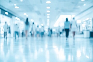 Blurred interior of modern shopping mall busy urban environment abstract background