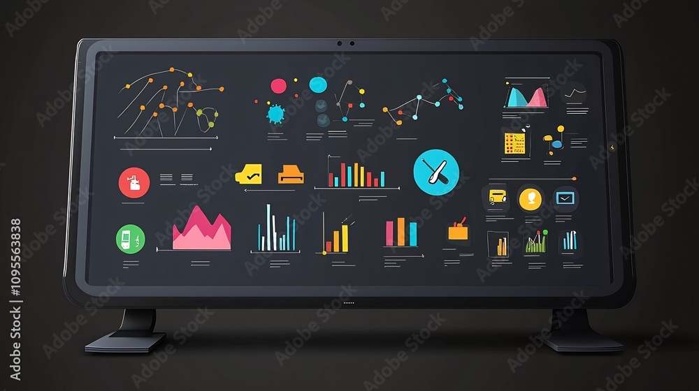 Aufkleber colorful digital whiteboard filled with a variety of interactive icons and tools for online teaching