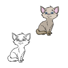 illustration of a cat. Cartoon cat. Hand drawn. Simple drawing. Outline. Line art. You can change color you want. Easy to edit. Vector illustration