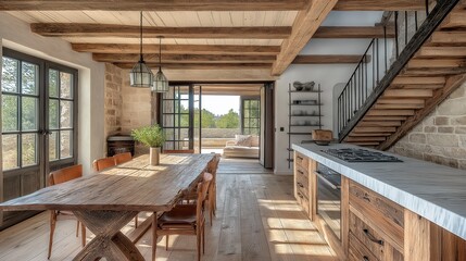 rustic wood and stone kitchen
