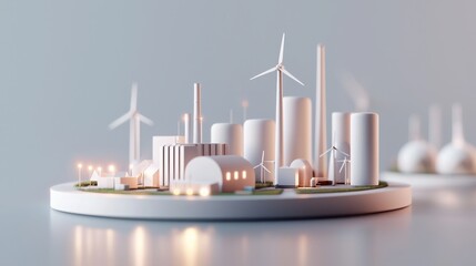 Obraz premium Innovative smart city model showcasing renewable energy solutions urban environment 3d visualization modern technology futuristic concept