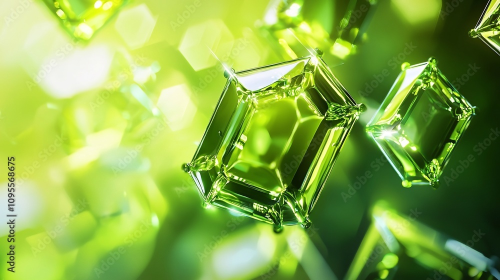 Aufkleber glowing lime pentagons against a white background a futuristic and fresh geometric design representi