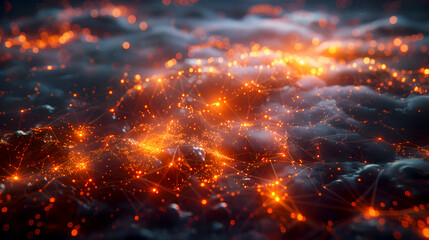 Obraz premium Glowing Network Infrastructure Diagram Concept