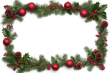Christmas Decoration Frame on White Background
