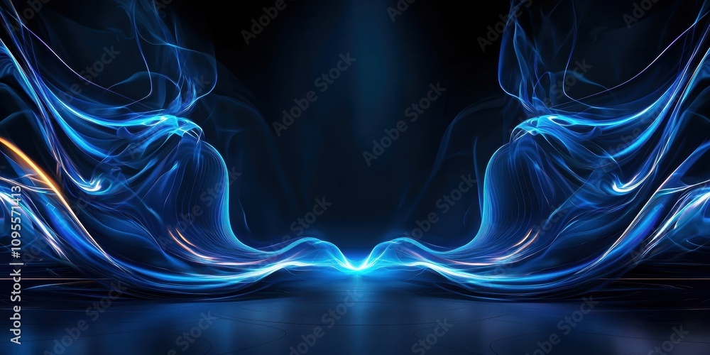 Poster dynamic gradient blue waves digital art abstract background modern design conceptual viewpoint for v
