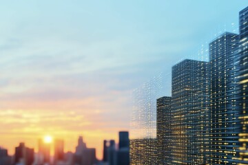 Fototapeta premium Innovative technologies driving future global market prospects within urban environments.