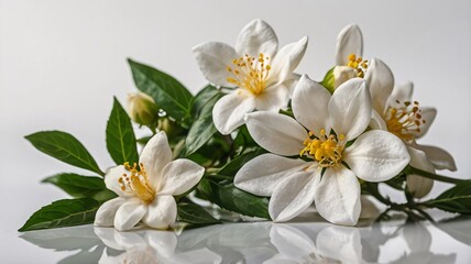 Jasmin Flower on white background isolated. Generative ai 