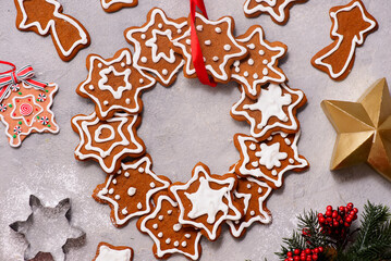 GINGERBREAD  on a Christmas rustic background