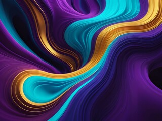 Obraz premium Vibrant swirling organic forms in deep purple cyan and gold hues