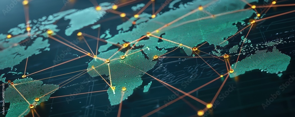 Aufkleber innovative hologram visualization of global supply chain dynamics business context digital represent