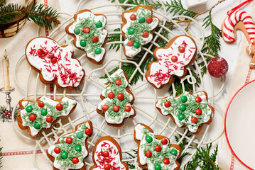 GINGERBREAD  on a Christmas rustic background