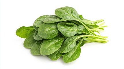 Fototapeta premium A fresh bunch of spinach with its vibrant green leaves and tender texture, Each leaf’s bright color and subtle imperfections captured with precision