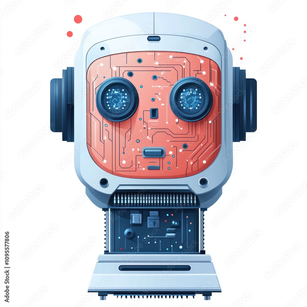 Poster robot face with circuit board