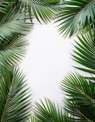 Naklejka premium Palm Leaves Border Lush Tropical Greenery Clipart for Invitations and Greeting Cards