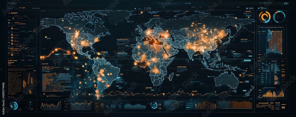 Poster interactive global digital dashboard visualization technology data analysis cyber environment detail