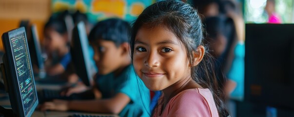 Empowering children through technology access community center educational session indoor space close-up digital divide