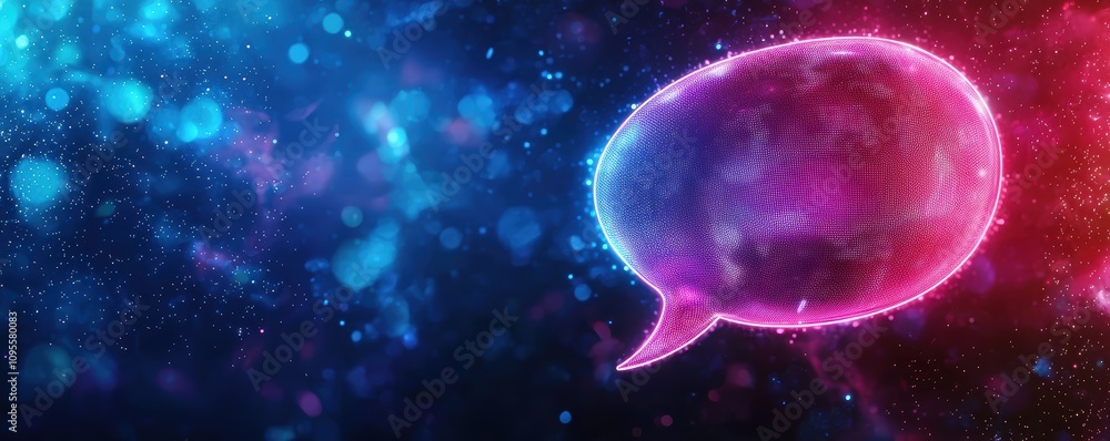 Aufkleber dynamic neon light speech bubble displaying digital communication virtual space graphic design futur