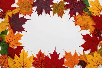 Vibrant Autumn Leaves Arrangement on Pristine White Background