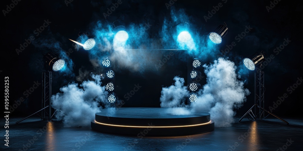 Poster dynamic stage performance setup event space visual design dramatic atmosphere artistic perspective c