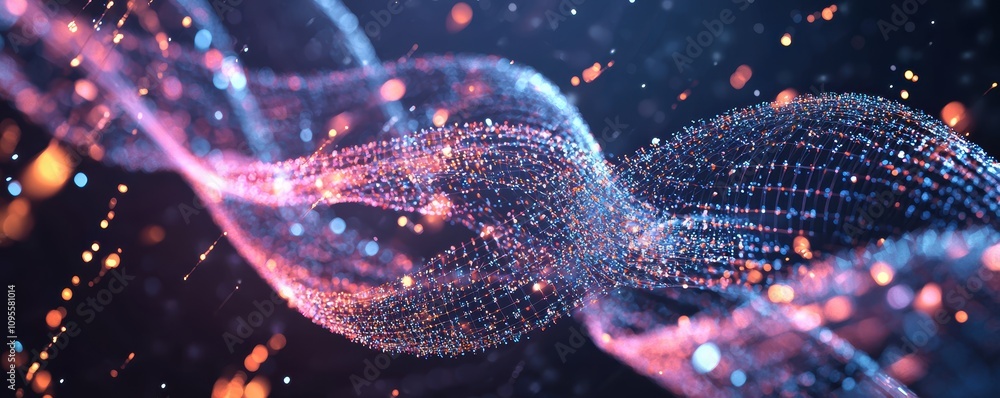 Poster futuristic pharmacogenomics ai customizing medications digital realm abstract art high-tech environm