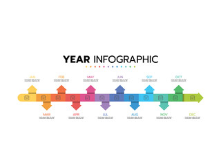 Naklejka premium Infographic template for business. 12 Months modern Timeline diagram calendar, presentation vector infographic.