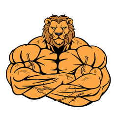 Vector of a muscular lion animal 