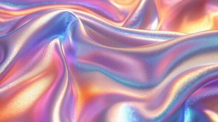 Fototapeta premium Smooth holographic fabric, with shiny pinks purples and blue colours