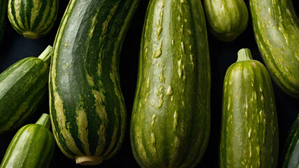 Fresh Organic Green Striped Zucchini Background