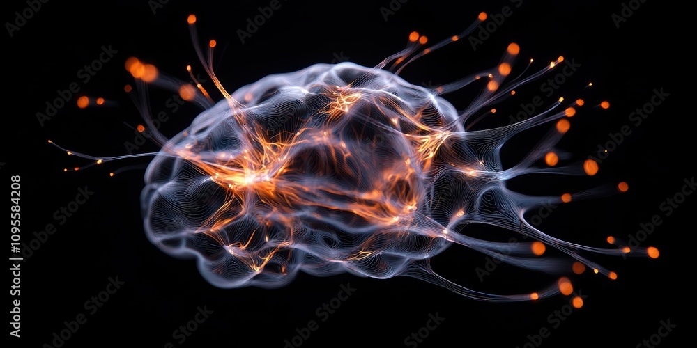 Aufkleber dynamic neural activation visualization digital art science abstract high contrast conceptual innova