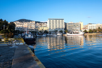 Sunset Panorama of city of Kavala, Greece