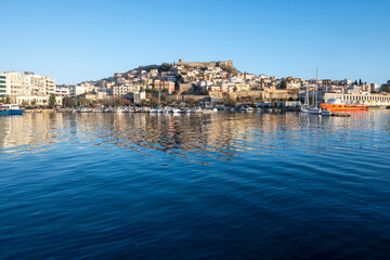 Sunset Panorama of city of Kavala, Greece
