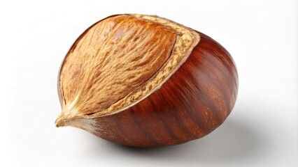 A single perfectly roasted chestnut half, savory, caramelized