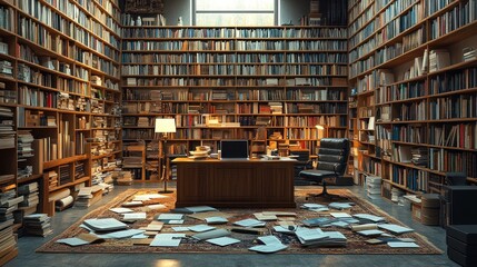 A Writer's Haven: An Enchanting Library Study