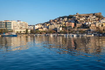 Sunset Panorama of city of Kavala, Greece