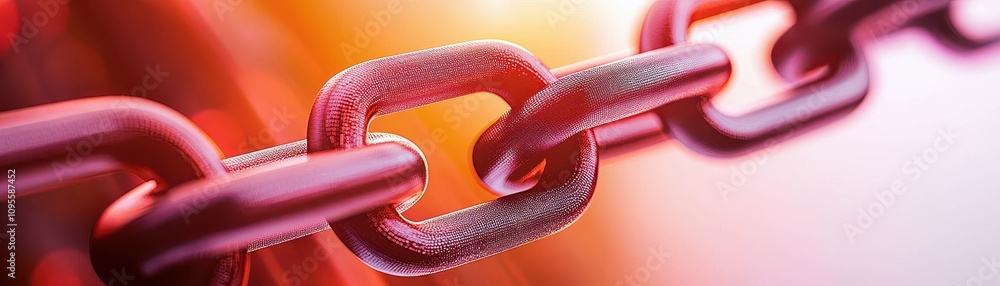 Poster concept of building cyber resilience for it infrastructure. close-up of a metallic chain link agains