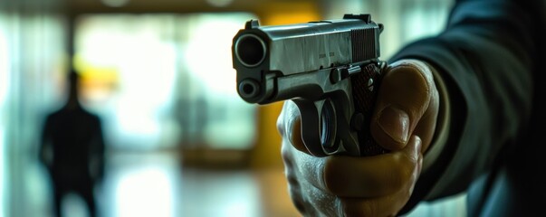 Active shooter response drill corporate office training exercise indoor environment close-up workplace safety