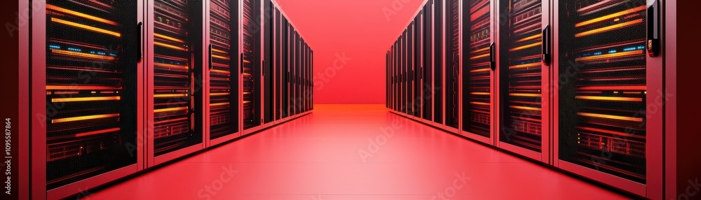 Aufkleber concept of building cyber resilience for it infrastructure. futuristic server room with illuminated 