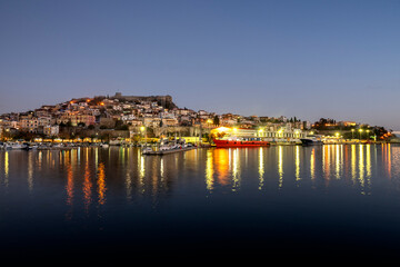 Sunset Panorama of city of Kavala, Greece