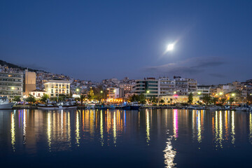Fototapeta premium Sunset Panorama of city of Kavala, Greece