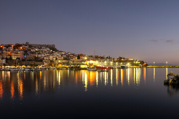 Sunset Panorama of city of Kavala, Greece