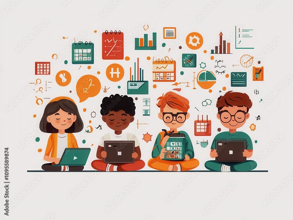 Aufkleber engaging learning experience classroom setting colorful vector illustration educational environment 
