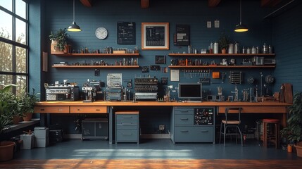 Industrial Workspace with Tools and Equipment