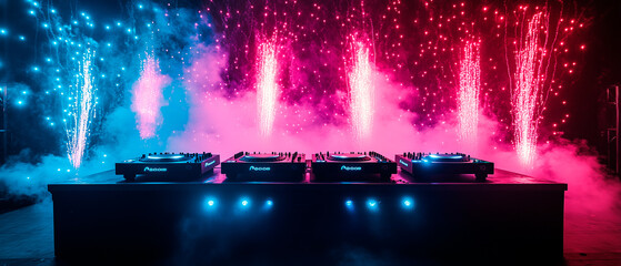 Techno party at new years evening