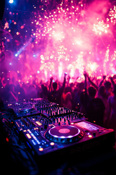 Techno party at new years evening