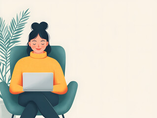 Concept of teletherapy for mental health in teen. Person feeling a sense of relief after a successful teletherapy session, showcasing the positive impact of online therapy on mental health.
