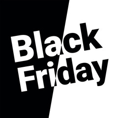 Black Friday black and white square poster, monochrome vector illustration